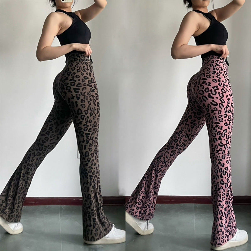 Leopard print high-waisted yoga pants