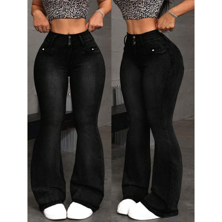 Slim-fit high-waisted flared jeans