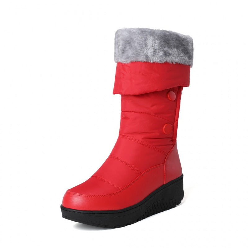Fleece-lined Thick-soled Wedge Snow Boots