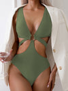 Solid color skinny bikini one piece swimsuit
