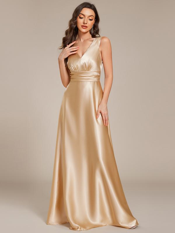 Women's V-neck satin formal dress