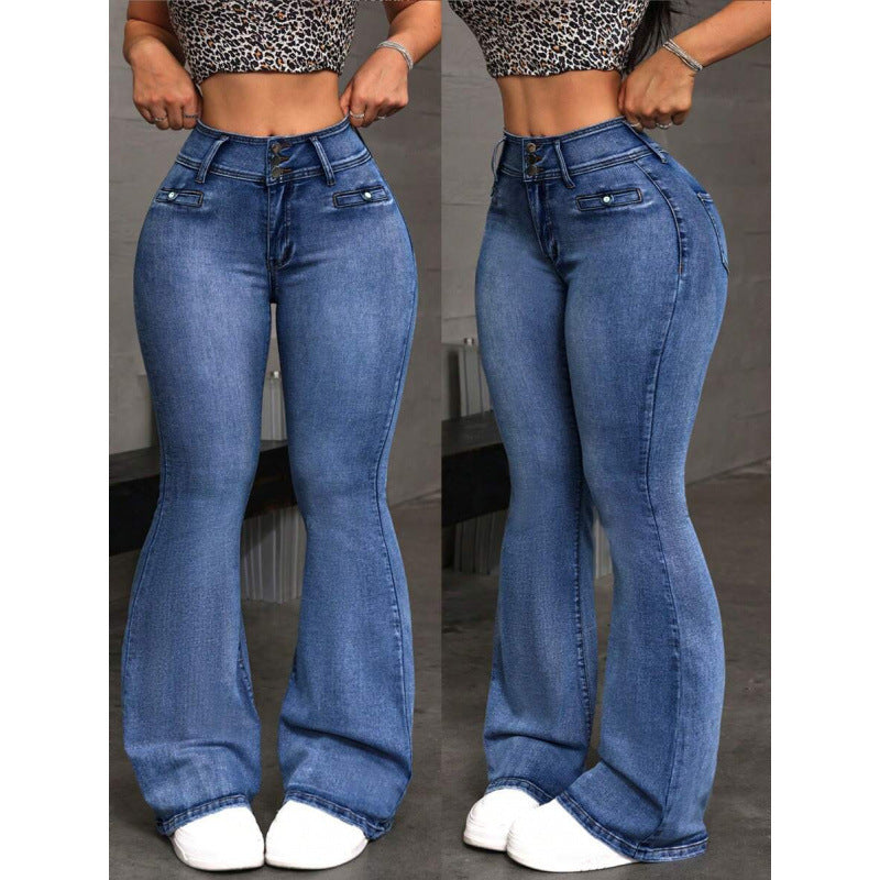 Slim-fit high-waisted flared jeans