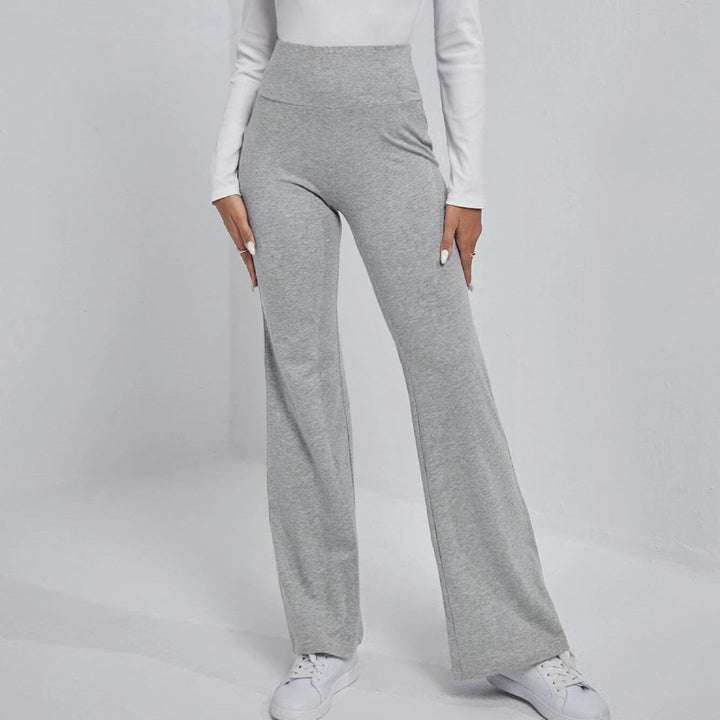 Solid color high-waisted flared pants