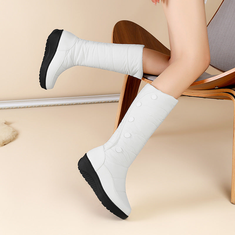 Fleece-lined Thick-soled Wedge Snow Boots