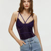 Lace patchwork suspender bodysuit
