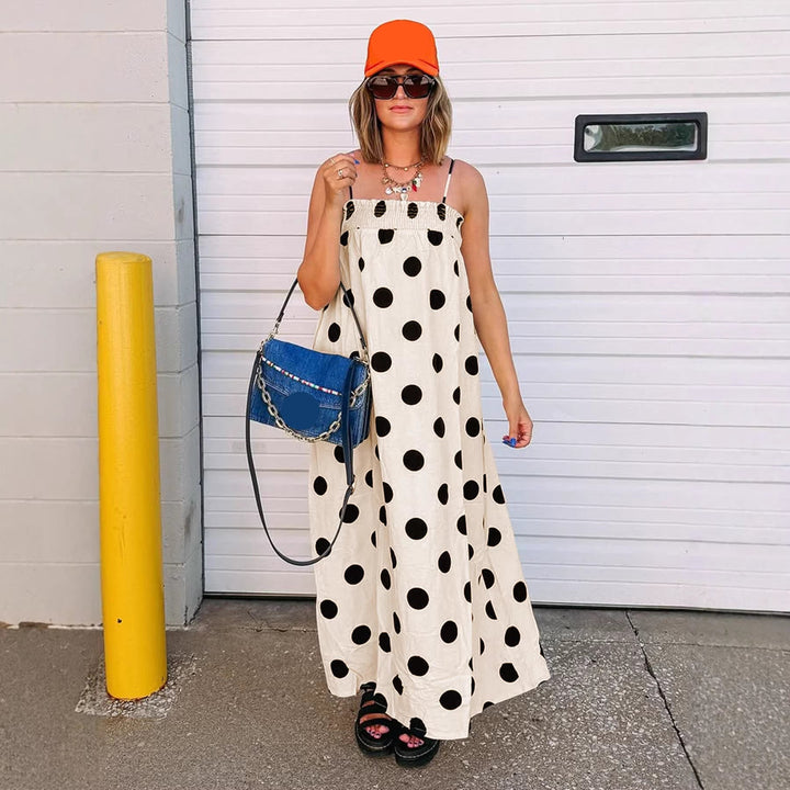 Polka dot print long dress