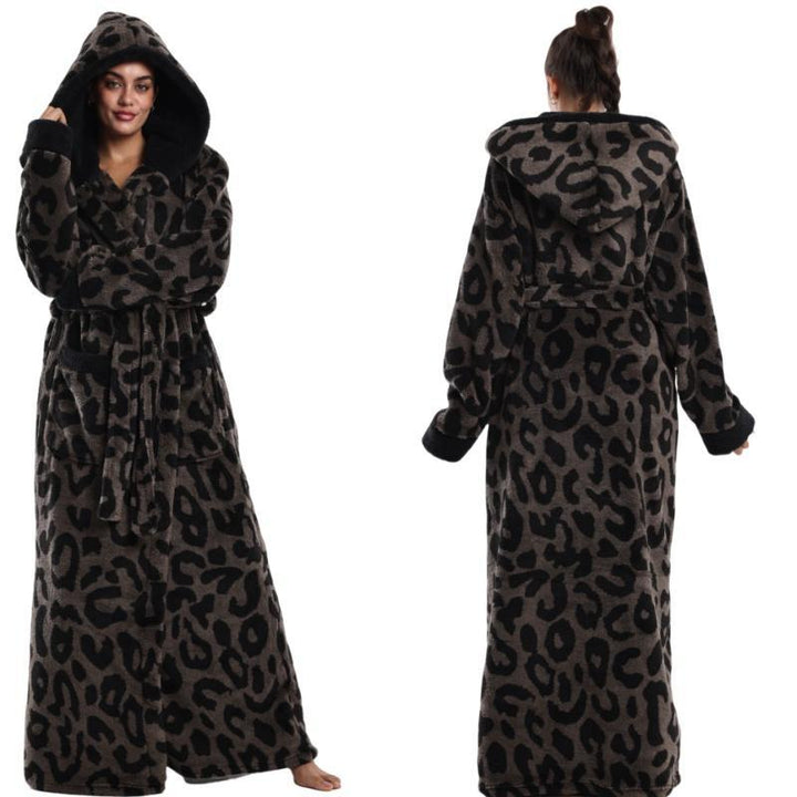Leopard print lace-up bathrobe