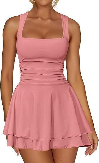 Square neck short dress