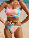 Tie-Dye Pleated Split Swimsuit