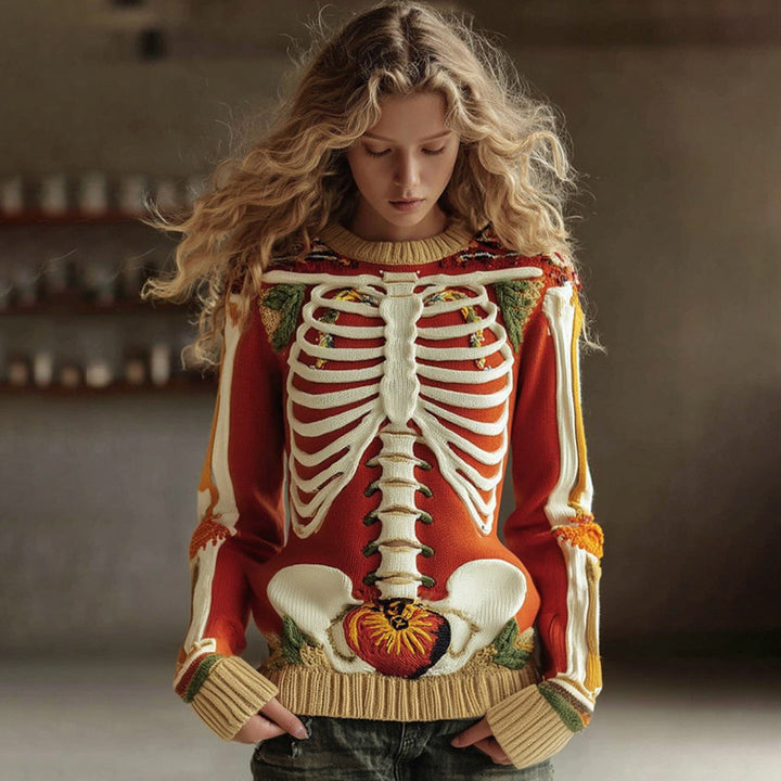 3D Printed Crew Neck Loose Sweater