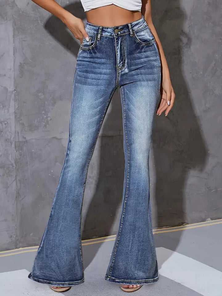 Slim-fit high-waisted flared jeans