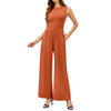 Round Neck Sleeveless Slim Long Casual Jumpsuit