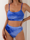 Tie-Dye Pleated Split Swimsuit