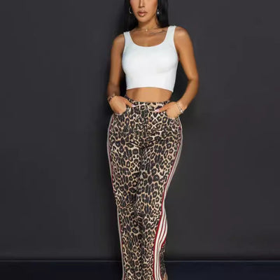 High Waist Leopard Print Casual Pants