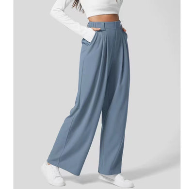 High waist wide leg casual trousers
