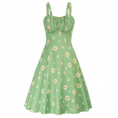 Cute print dress with suspenders