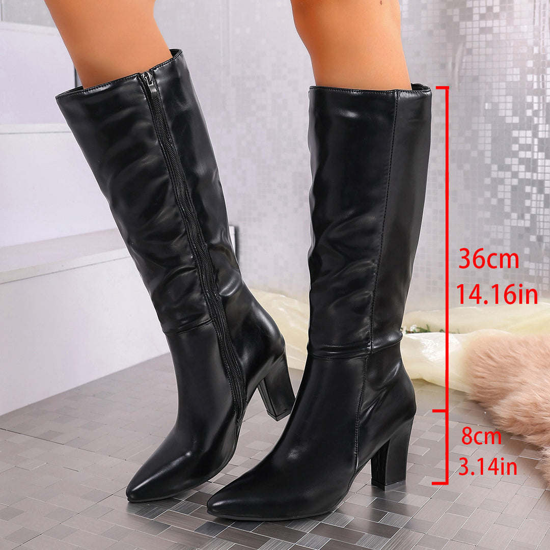 Side zipper fashion high boots