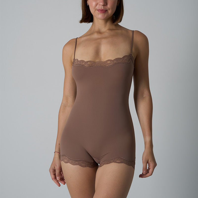 Lace suspender bodysuit