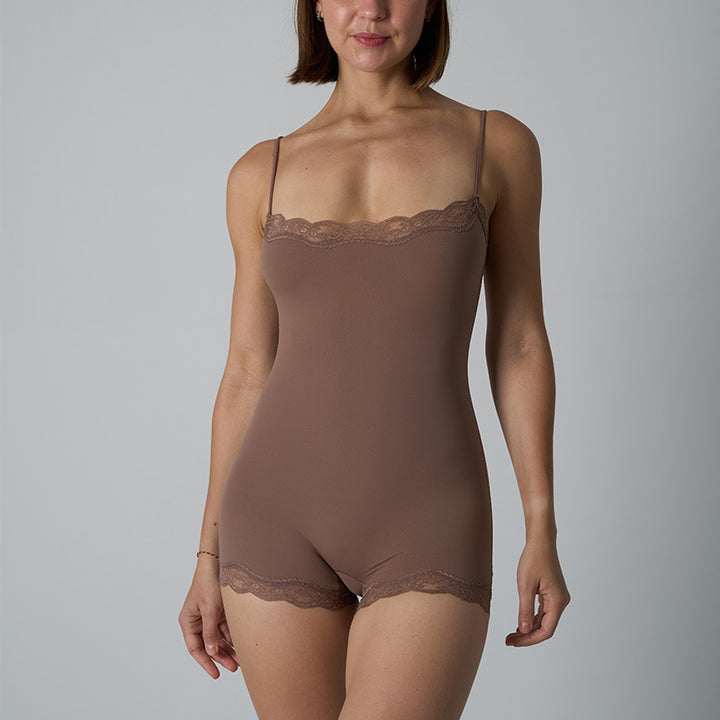 Lace suspender bodysuit