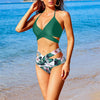High-waisted crossover swimsuit
