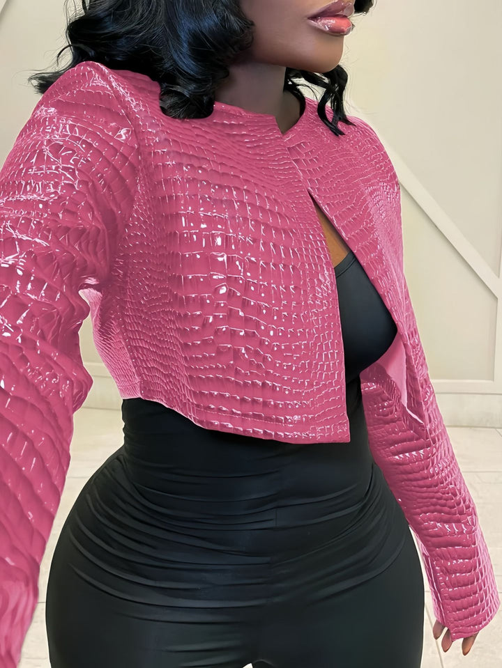 Glossy Pleated Short Jacket