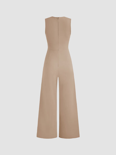 V-Neck Wrap Wide Leg Jumpsuit