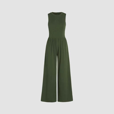 Round Neck Sleeveless Slim Long Casual Jumpsuit
