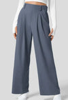 High waist wide leg casual trousers