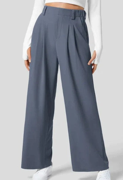 High waist wide leg casual trousers