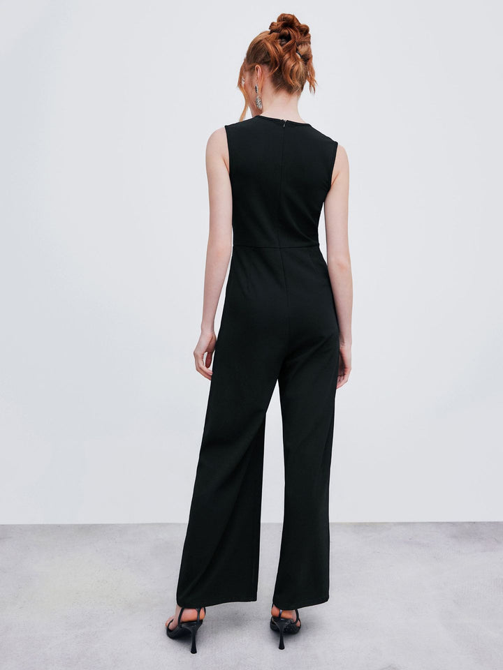 V-Neck Wrap Wide Leg Jumpsuit