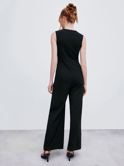 V-Neck Wrap Wide Leg Jumpsuit