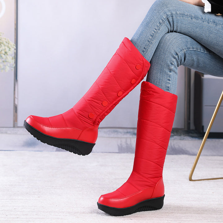 Fleece-lined Thick-soled Wedge Snow Boots