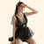 Lace openwork nightgown backless bow straps (Pajamas + panties set)