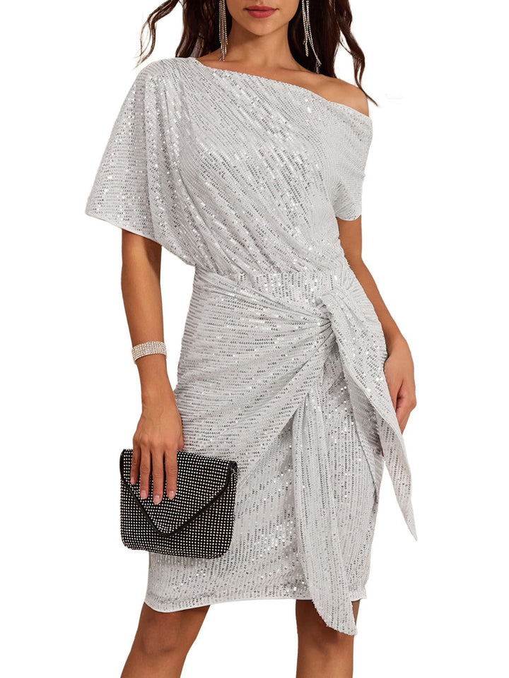 💜 Women's One-Shoulder Sequined Sparkling Dress