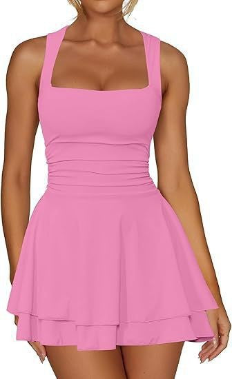 Square neck short dress