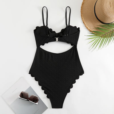 Lace Hanging Neck Backless One-piece Swimsuit