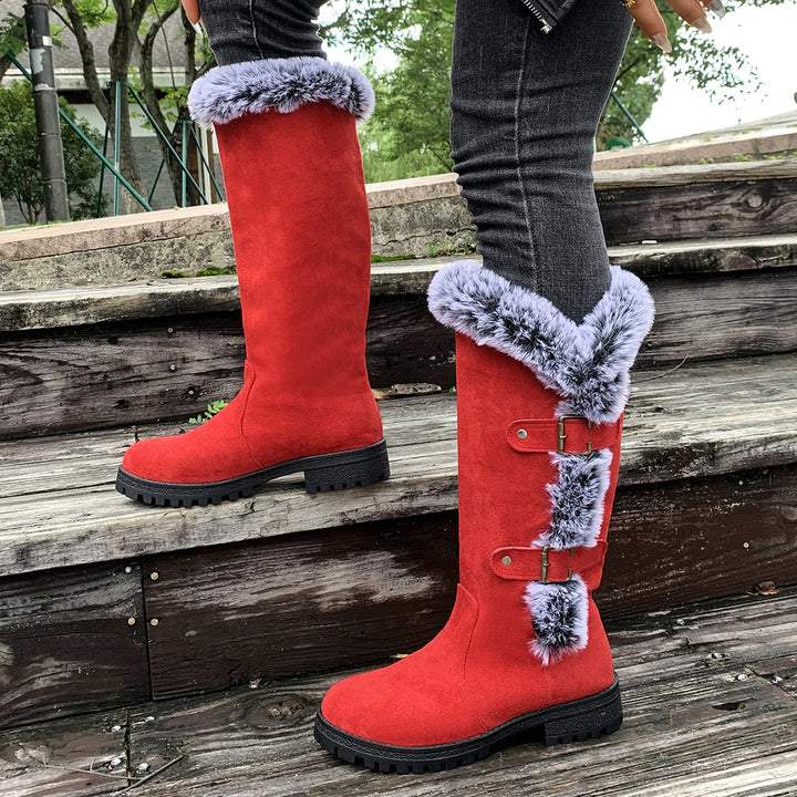 warm suede platform boots