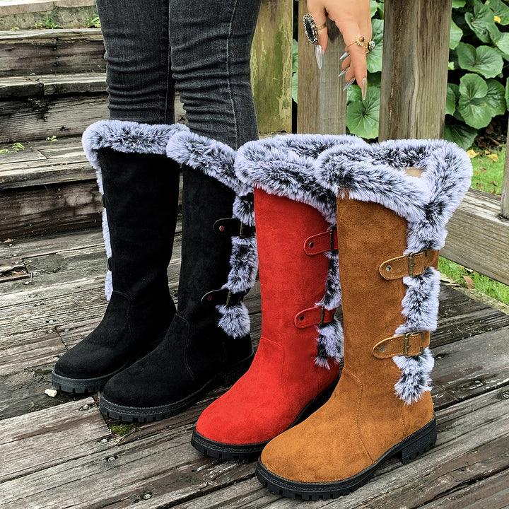 warm suede platform boots