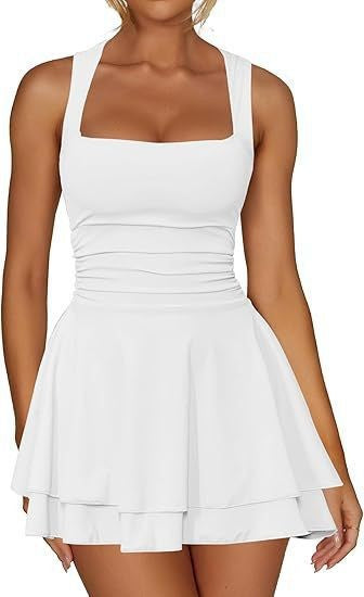 Square neck short dress