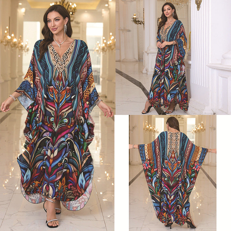 Floral Print Beach Maxi Dress