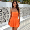 High Waist Pleated Skirt Solid Color Dresses