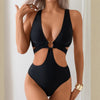 Solid color skinny bikini one piece swimsuit