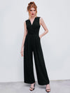 V-Neck Wrap Wide Leg Jumpsuit