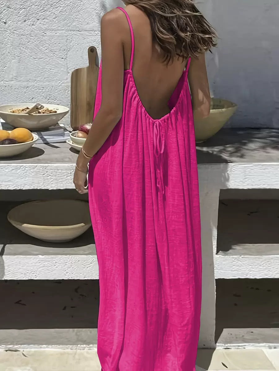 Backless loose long home wear dress