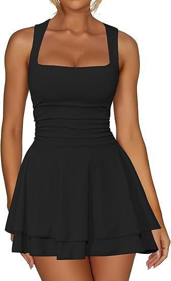 Square neck short dress