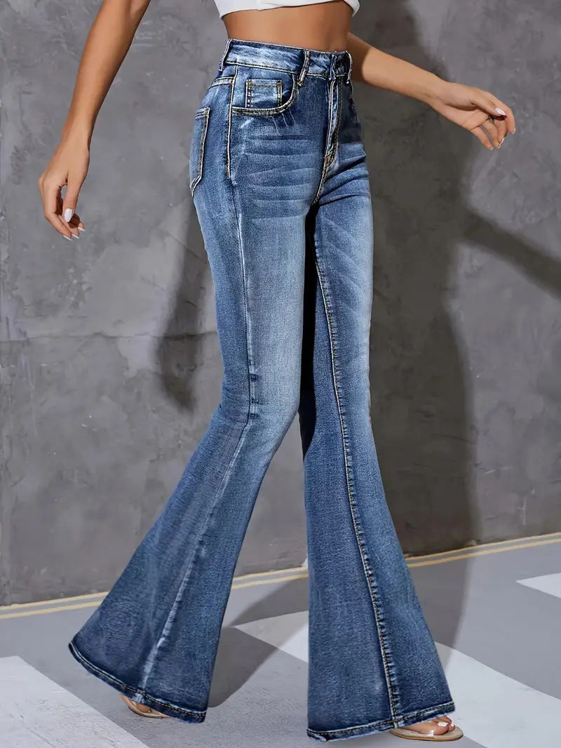 Slim-fit high-waisted flared jeans