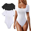 New Square Neck Short Sleeve Skinny Bodysuit