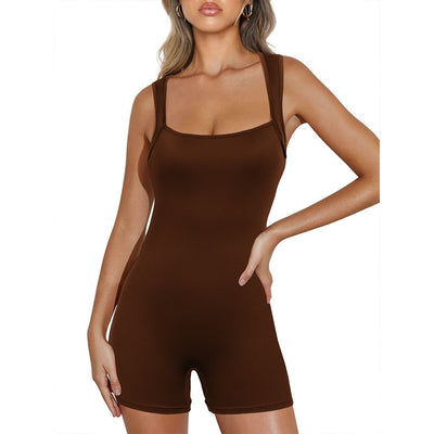 Women's solid color sports jumpsuit