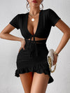 Lace-up crossover hem dress