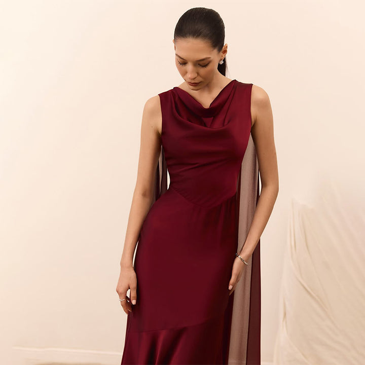 Solid color sleeveless V-neck tie-back dress